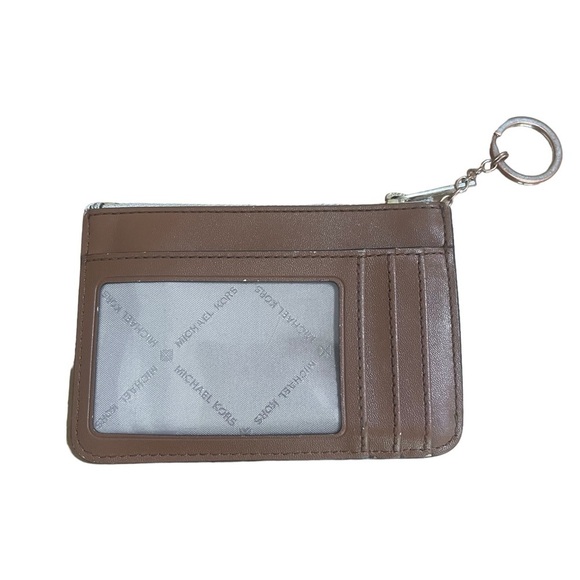 Michael Kors Logo Small Wallet with Keyring White and Tan - Picture 2 of 6